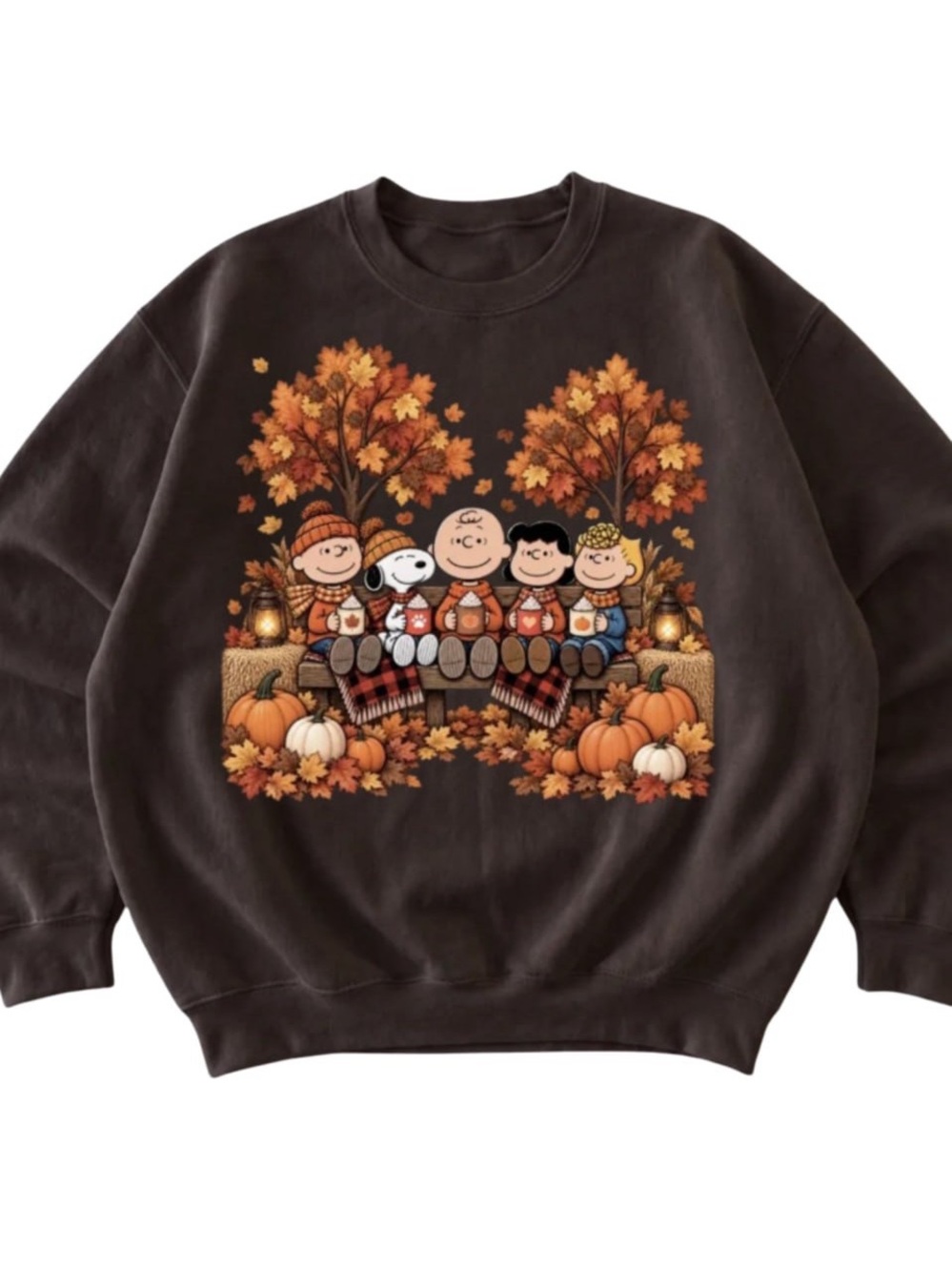 Brown Peanuts Fall Graphic Crewneck Sweatshirt